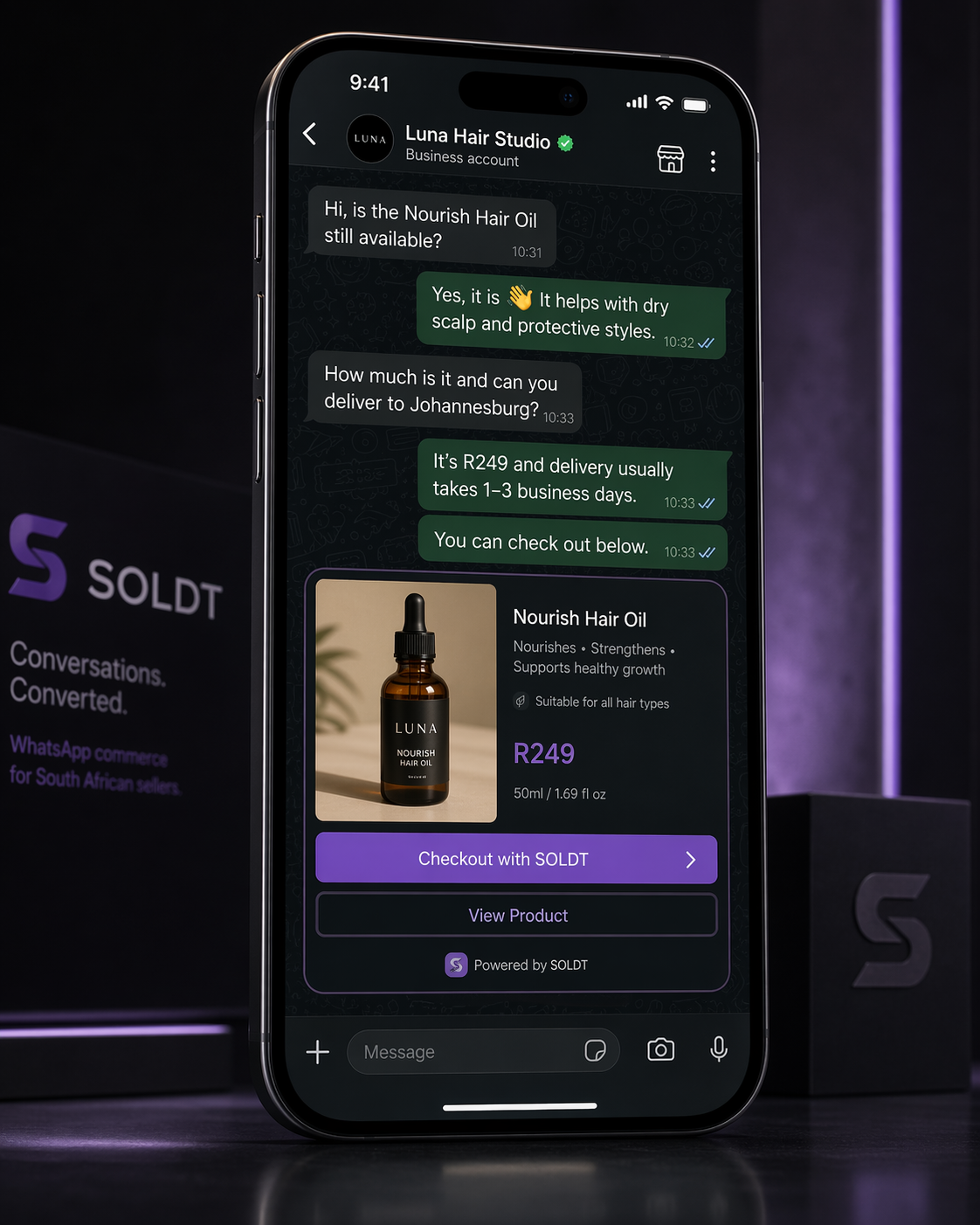 SOLDT WhatsApp selling flow